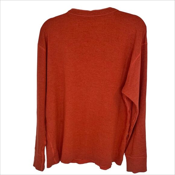 LL Bean Men's River Driver Shirt Wool Blend Henley Size Large Burnt Orange Rust - Picture 2 of 5